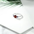 thumbnail image 4 of Gem Stone King 10K White Gold Red Garnet Blue Created Sapphire and White Diamond Accent 3-Stone Engagement Ring for Women (1.14 Cttw, Round 6MM, Gemstone January Birthstone, Size 5), 4 of 5