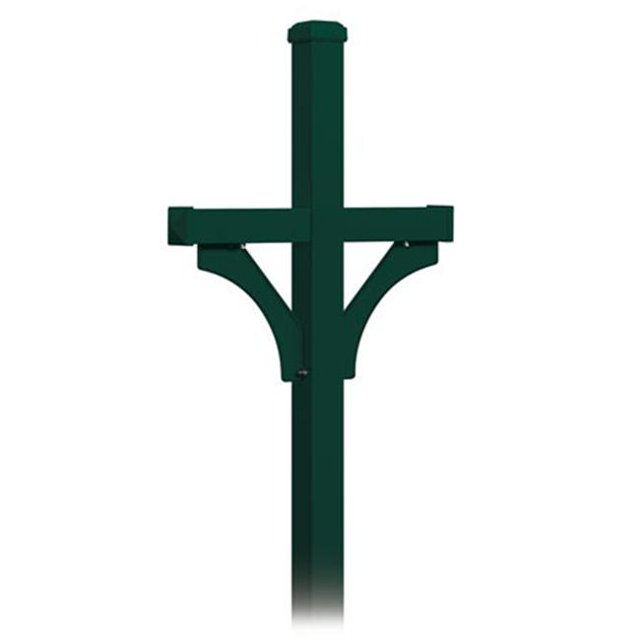 Salsbury Industries 4872GRN Deluxe Mailbox Post 2 Sided for 2 Mailboxes In-Ground Mounted - Green