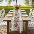 thumbnail image 4 of Table Runners 108 Inches Long Dress Scarves, Independence Day Farmhouse Coffee/Dining/Kitchen Table Runner for Living Room, Retro Red Blue Flowers Leaves Plants 13x108 Inch, 4 of 9