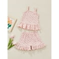 thumbnail image 4 of Qmyliery Girl Summer Clothes Floral Spaghetti Strap Tops and Ruffles Shorts Set FC16020, 4 of 8