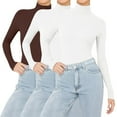 thumbnail image 6 of WTXUE 3Pc Fleece Lined Cotton Turtleneck Tops for Women Long Sleeve Thermal Shirts Slim Stretchy Layer Tee Shirts Basic Sweaters Tunic Sweaters Layering Casual Fall Winter Clothing Coffee 5Xl, 6 of 6
