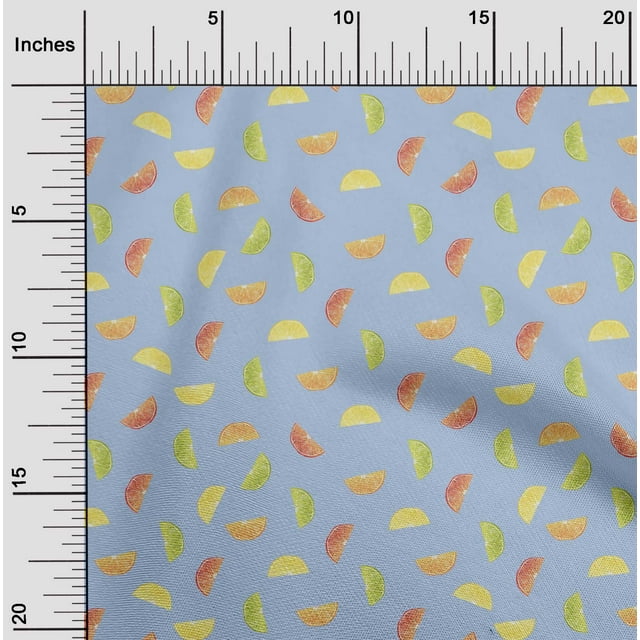 oneOone Cotton Poplin Fabric Lemon Slice Vegetable Print Fabric BTY 56 Inch Wide
