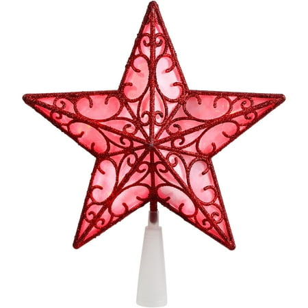 Holiday Time 9-Inch LED Tree Topper, Red Lights, Indoor Use