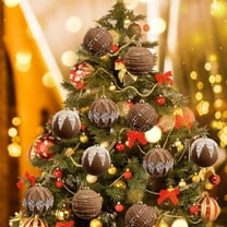 Gumesh 12-Pack Flocked Christmas Ball Ornaments, 2.35 Inch Luxury Velvet-Touch Decor in Gift Box, Premium Red & Gold Tree Ornaments with Ready-to-Gift Elegance