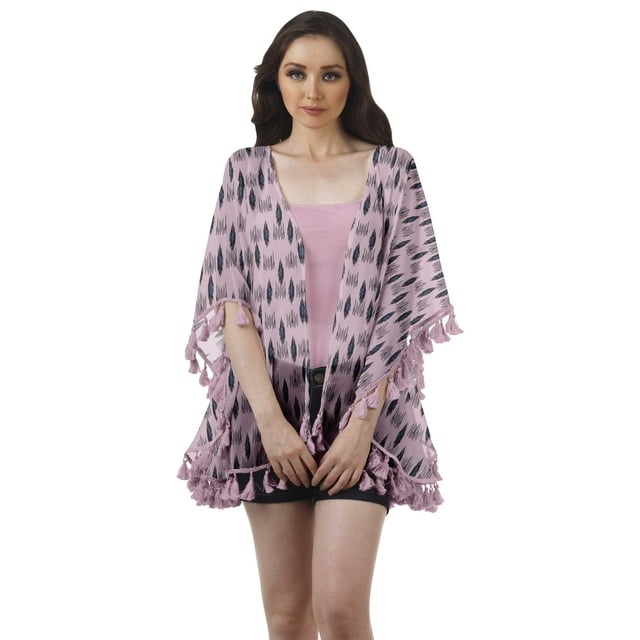 Moomaya Boléro Ouvert Imprimé Vêtements de Plage pour Kimonos Cardigans pour Femmes