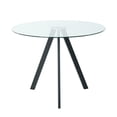 thumbnail image 2 of Modern Minimalist Round Glass Dining Table with Clear Glass Top & Black Metal Legs, Space-Saving Design for Kitchen, Dining & Living Room (Set of 1), 2 of 7