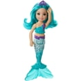 thumbnail image 1 of Barbie Dreamtopia Chelsea Mermaid Doll, 6.5 pulgadas con cabello y cola verde azulado, GJJ Barbie Barbie, 1 of 2