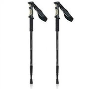 Trekking Walking Hiking Poles Adjustable for All Heights, Durable & Lightweight Aluminum by BAFX Products (Black)