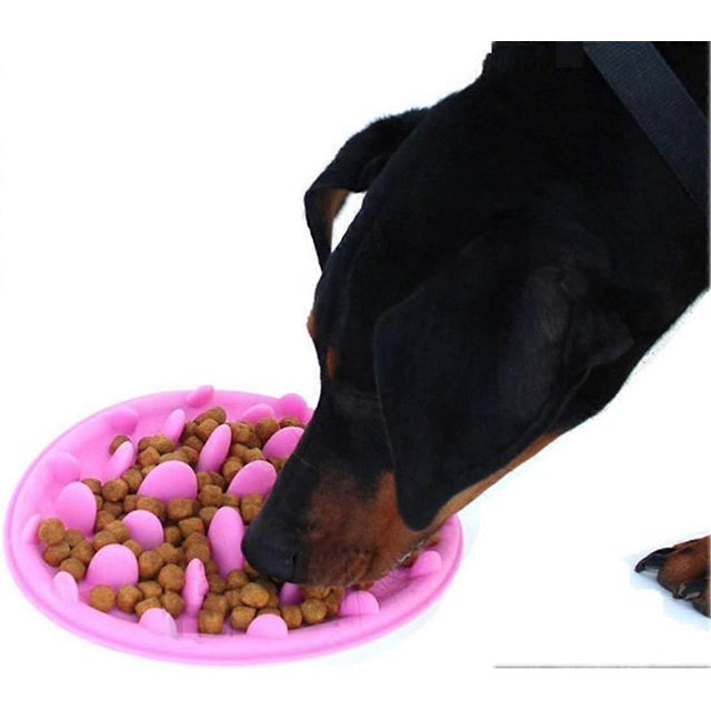 Cuenco de silicona antideslizante y sin BPA, sin borde, para perros y gatos, ideal para una alimentación saludable y una digestión lenta.