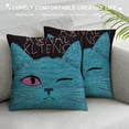 thumbnail image 3 of Qinduosi Pillow Covers Cute Sleepy Cats Pillow Cover Blue Pillowcover Soft Double Side Print Sofa Linen Square Throw Pillowcovers  inch for Living Room Bedroom Car Decor, 3 of 5
