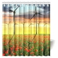thumbnail image 1 of ABPHQTO Poppy Decor Cortina de ducha Paisaje primaveral con campo de amapolas rojas y aerogeneradores en la puesta de sol Cortina de ducha de baño 160x180 cm, 1 of 3