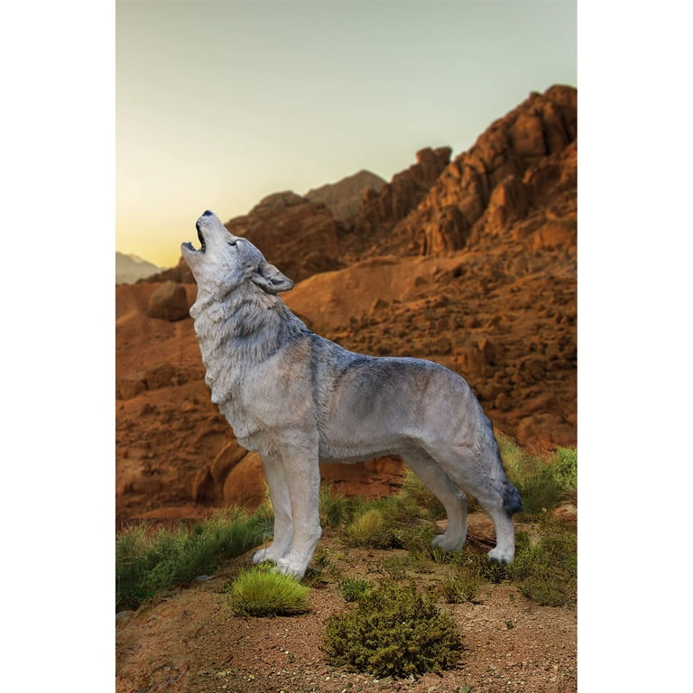 Hi-Line Gift Howling Grey Wolf 12” Garden Statue, Intricate Hi-Line Gift Howling Grey Wolf 12” Garden Statue, Intricate