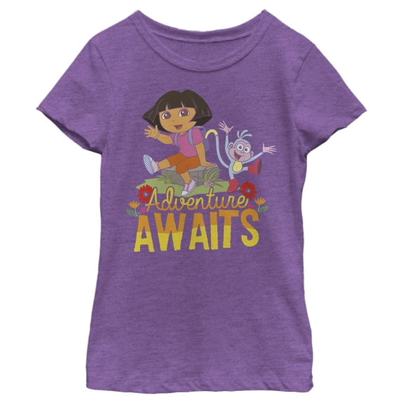 Girl's Dora the Explorer Adventure Awaits Graphic Tee Purple Berry X Small