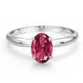 thumbnail image 3 of Gem Stone King 14K White Gold Pink Tourmaline Solitaire Engagement Ring for Women | 0.85 Cttw | Oval 7X5MM | Gemstone October Birthstone | Size 9, 3 of 6