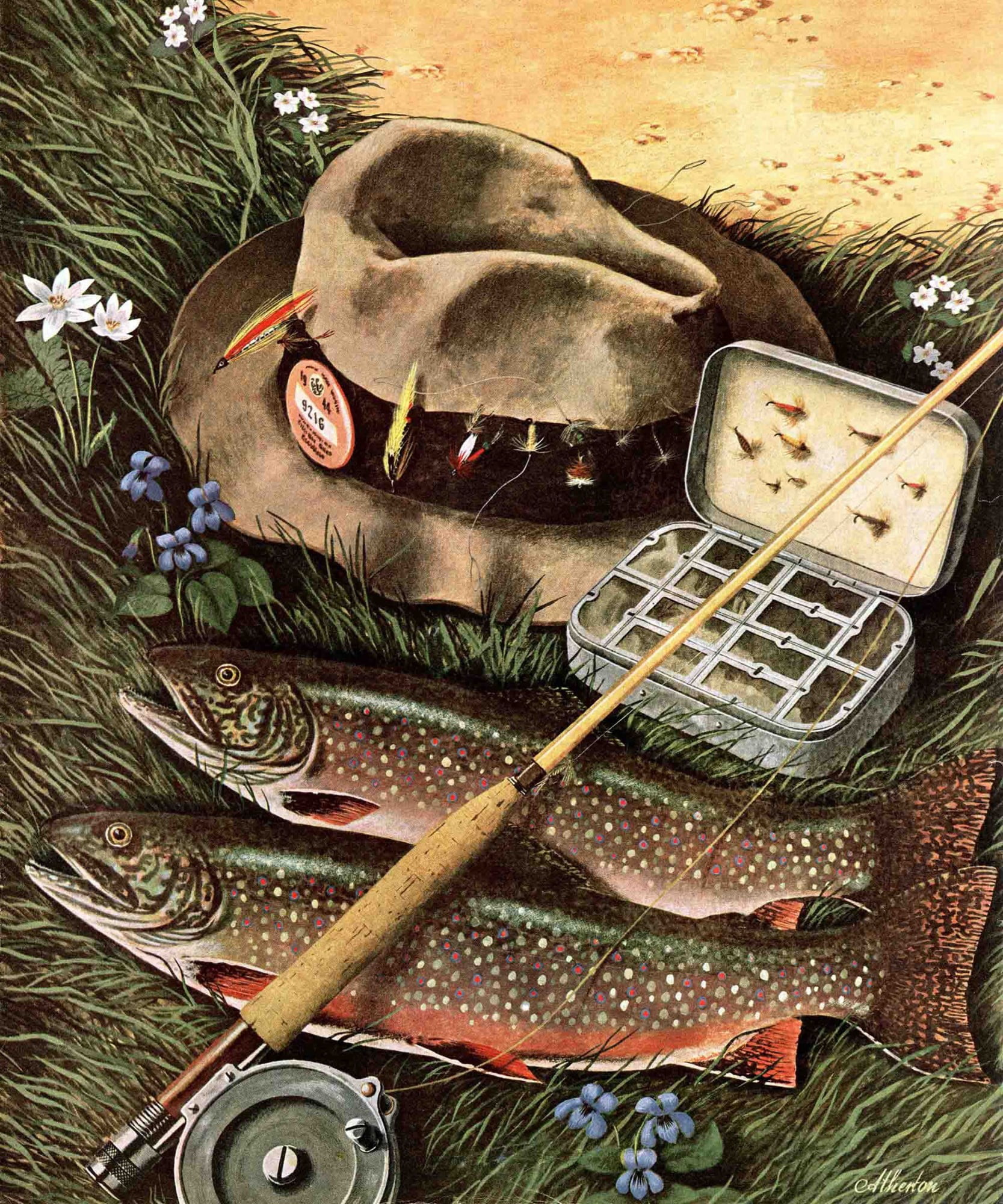 Marmont Hill Fishing Still Life by John Atherton Painting Print on Canvas