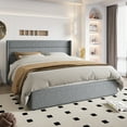 thumbnail image 2 of Einfach King Size Lift up Platform Storage Bed Frame with Fabric Upholstered Wingback Panel Headboard, Blue Gray, 2 of 11