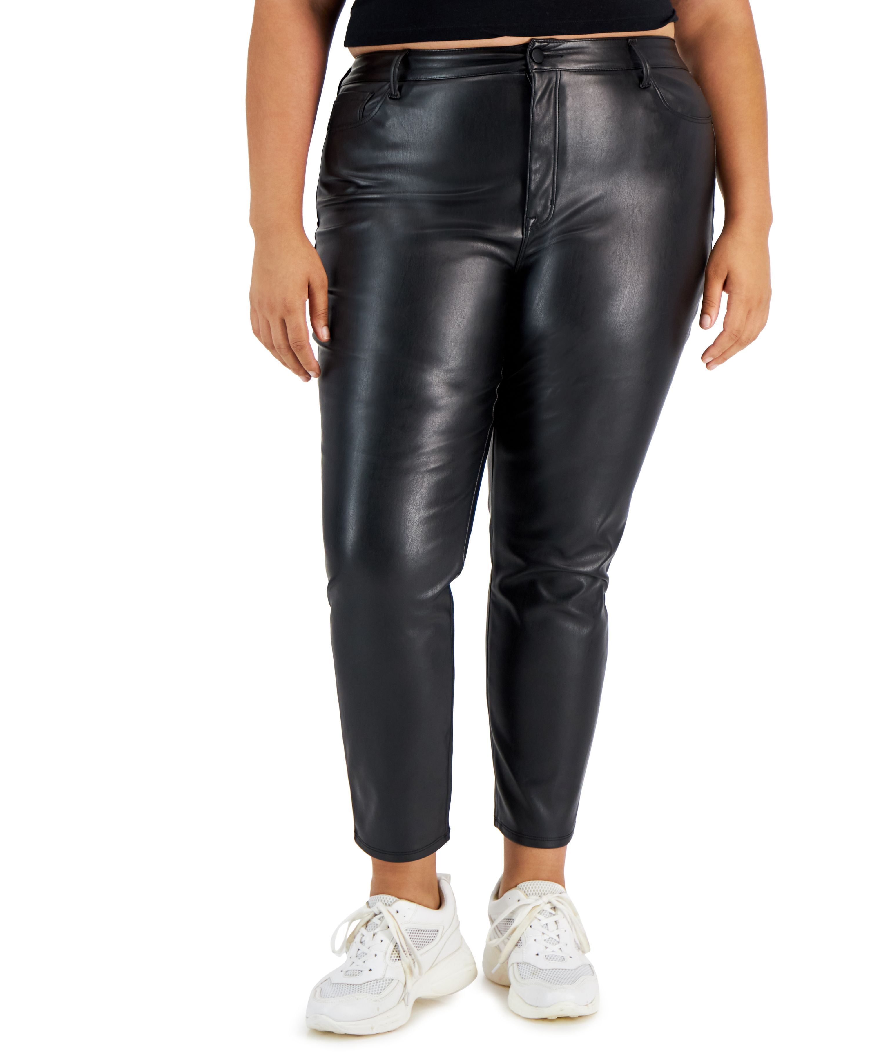Tinseltown Trendy Plus Size Faux Leather Pants Brown Chicory 18W