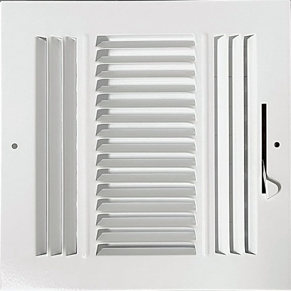 8"x 8" (Duct Opening Size) 3-Way Stamped Face Steel Ceiling/sidewall Air Supply Register - Vent Cover - Actual Outside Dimension 9.75" X 9.75"