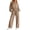 Khaki, variant on Kctiaxy Sweatsuits Women 2 Piece Outfit Crew Neck Long Sleeve Pullover Crop Tops and Drawstring Wide Leg Pants Fashion Matching Lounge Sets