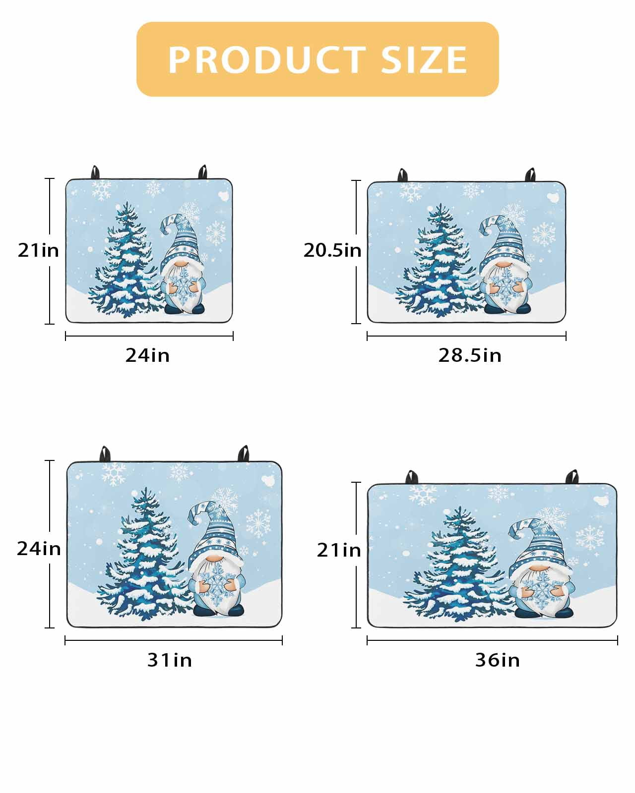 Large Induction Cooktop Protector Mat Light Blue Christmas Stove Top Covers for Electric Stove, Xmas Gnomes Snowflakes Trees Decorative Stove Burner Cover Mats, Glass Top Stove Cover