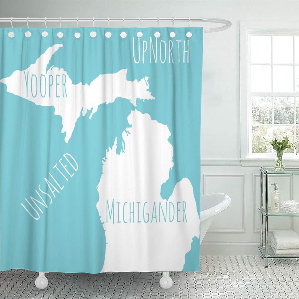 SUTTOM Great Unsalted Michigan Map Yooper Michigander Up Lakes Shower