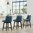 thumbnail image 3 of CHITA 26 inch Faux Leather Swivel Upholstered Counter Height Bar Stools with Full Back, Dark Blue, 3 of 12
