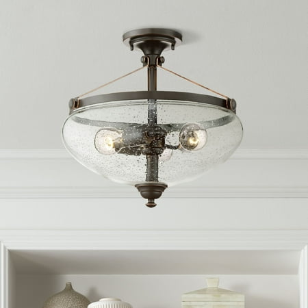 Franklin Iron Works Industrial Rustic Semi Flush Mount Ceiling
