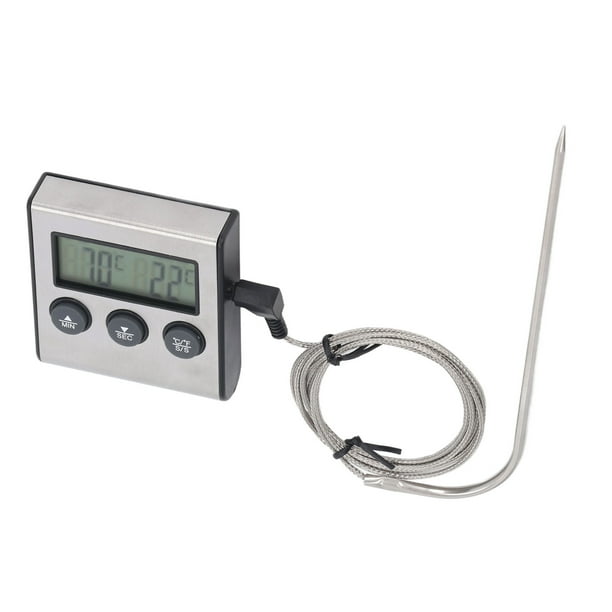 Termómetro Para Carne, Termómetro Para Horno Con Pantalla LCD, Acero Inoxidable Compacto De Grado Alimenticio Con Temporizador Para Asar A La Parrilla