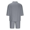 thumbnail image 6 of Stamzod Sweatsuits for Men 2 Piece Summer Solid Color Short Sleeve Tees and Shorts Set Casual Loose Plus Size Workout Running Tracksuit with Pocket Dark Gray S, 6 of 7