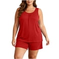 thumbnail image 2 of Ynynloco Womens Plus Size Sleeveless Pajamas Set Casual Loose Sleepwear Soft Pj Sets Tank Top and Shorts 2 Piece Loungewear XL-5XL, 2 of 9