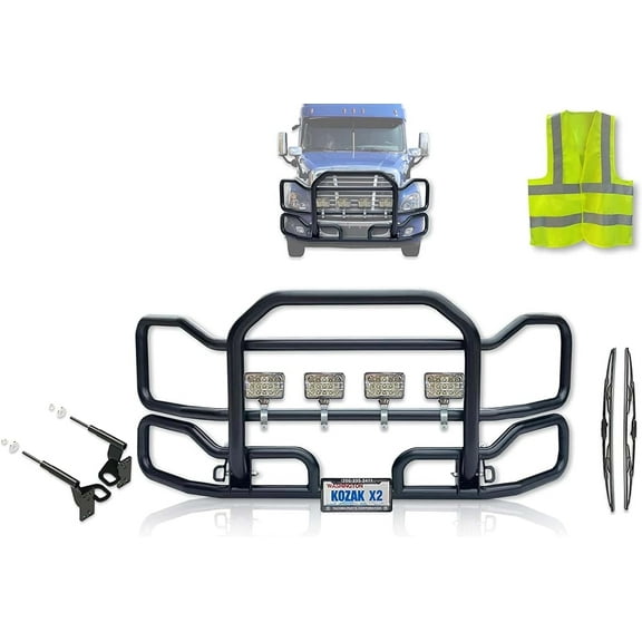 Compatible with Freightliner Cascadia 2008-2017 Grille Bumper Deer Guard - Black (Aftermarket)