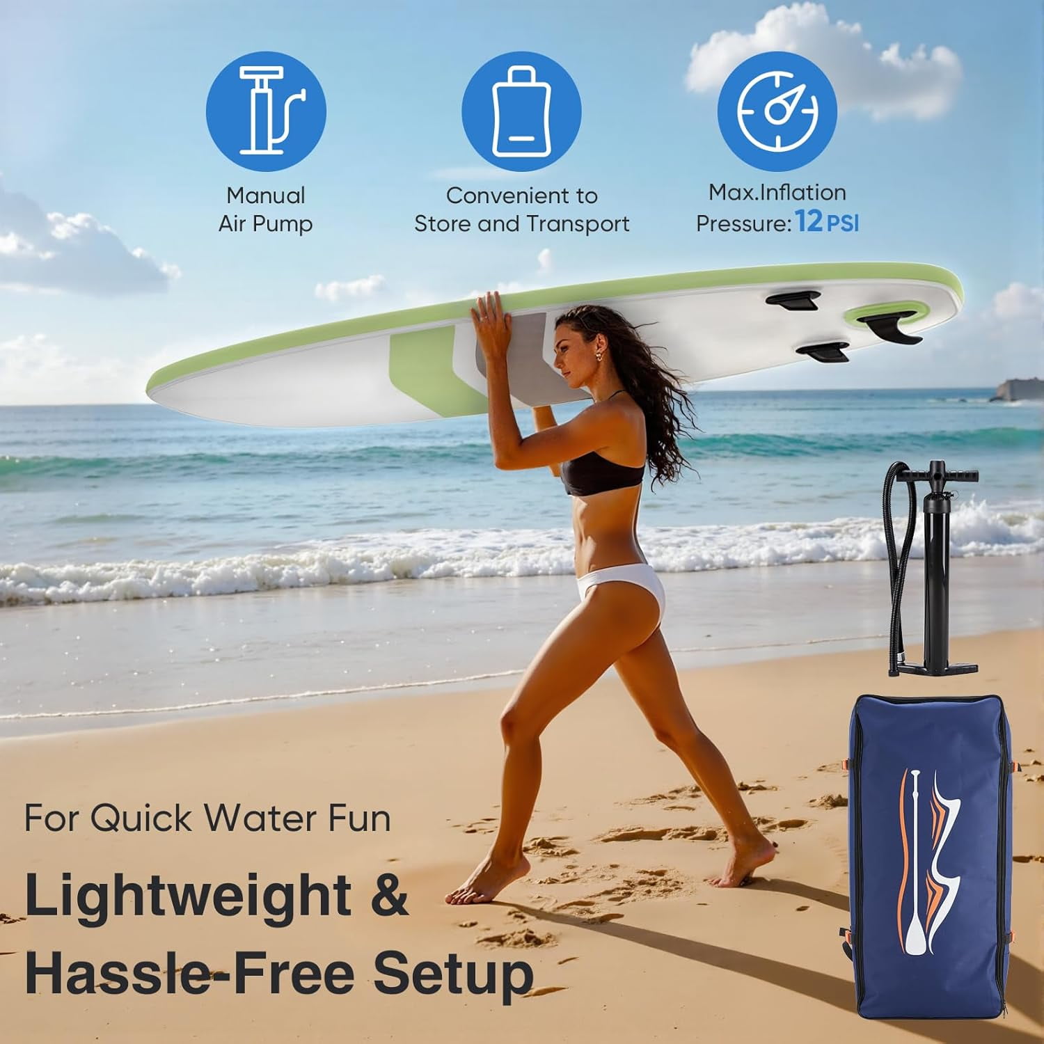 Buteny Inflatable Stand Up Paddle Board with Premium SUP Paddleboard Accessories,2-in-1 Paddle,Wide Stable Design,Non-Slip Comfort Deck for Beginners Adults & Youth
