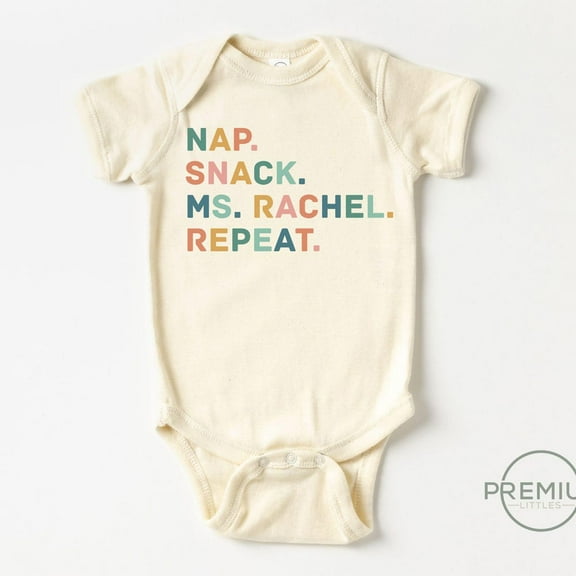 Baby Bodysuit BELLA CANVAS Nap Snack Ms. Rachel Repeat Onesie