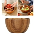 thumbnail image 2 of Premium Round Natural Wooden Salad Bowl Utensils Fruit Serving Bowls 10x6cm, 2 of 6