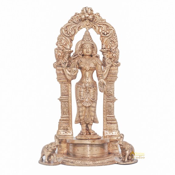 StatueStudio Ma Laxmi Murti Lakshmi Statue Maa Lakshmi Idol God of wealth Religious Item for Pooja Room, Home Temple, Office Table and Shop Decorative Diwali Gift Light Showpiece (5.5 X 3.5 X 9 Inch)