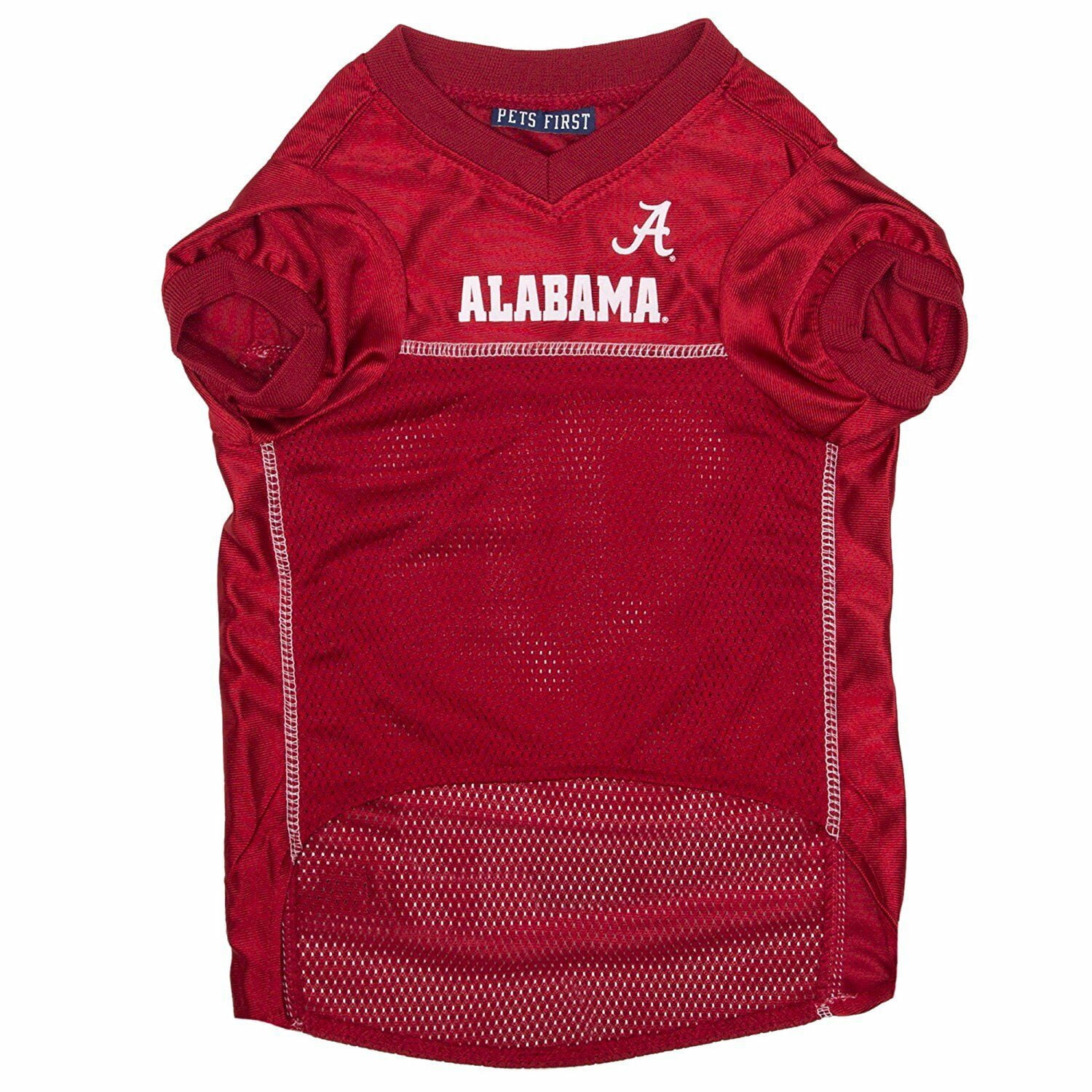 Pets First Polyester Mesh Striped Alabama Crimson Tide NCAA Dog & Cat Jersey, Red, XS