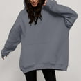 thumbnail image 6 of Baqcunre Unisex Solid Color Long Sleeve Loose-Fitting Fleece Top With Thick Hoodie Women Clothing Hoodies for Women,Womens Tops Fall 2023 Womens Sweatshirt Dark Gray M, 6 of 7