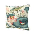 Birds and Lotus Flowers Throw Pillow Cases with Hidden Zipper Oriental