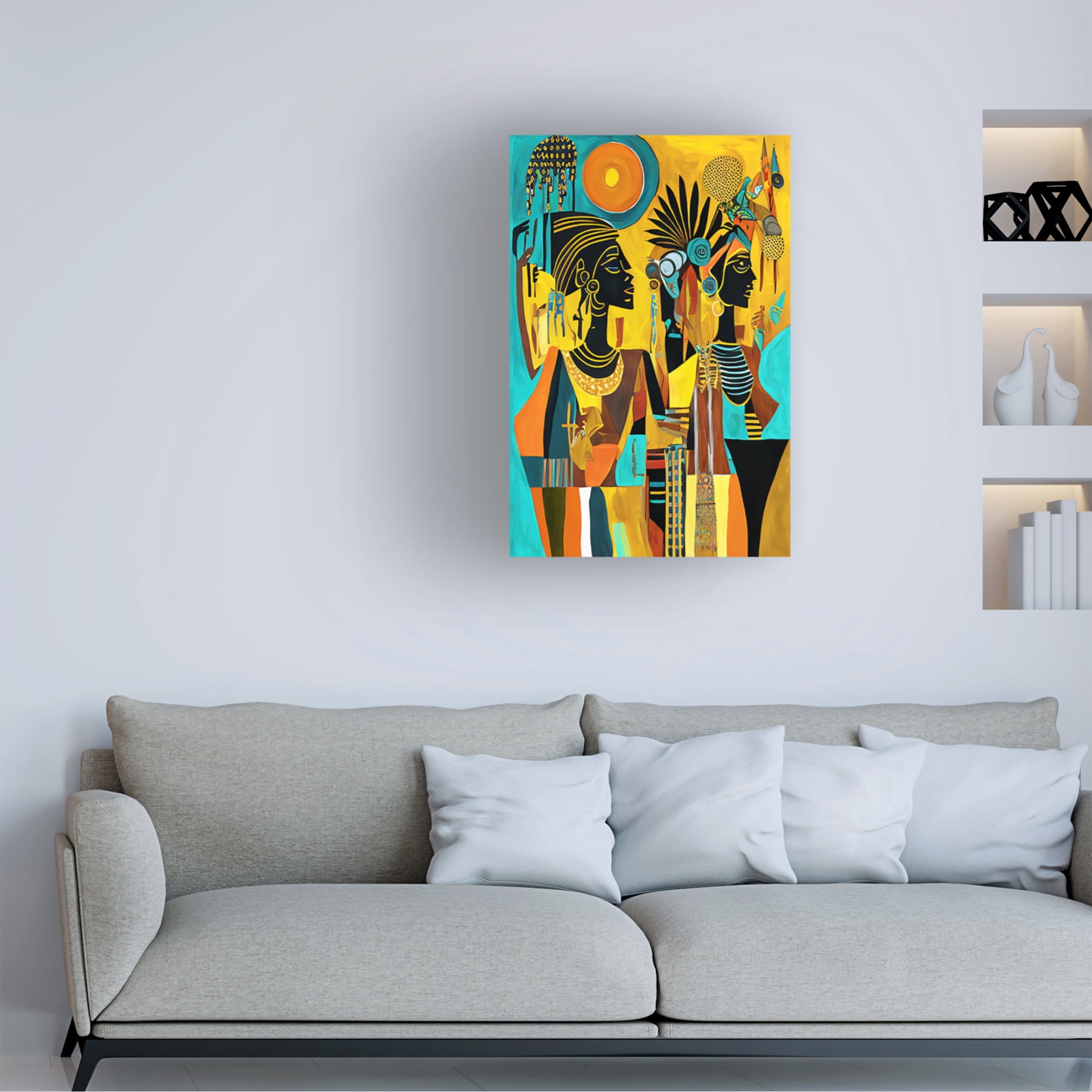 Canvas Wall Art - Ray Heere 'Mid Century Celebration Of All Cultures 27' Wall Art for Living Room, Bedroom, or Office Décor by Trademark Fine Art - 12 x 19 Inches