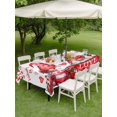 thumbnail image 3 of Outdoor Tablecloth with Umbrella Hole and Zipper, Valentine's Day Rectangle Table Cloth 60x120 Inch Waterproof Tablecloth, Red Gnomes Love Roses Romantic White Picnic Table Cover for Patio Camping, 3 of 7