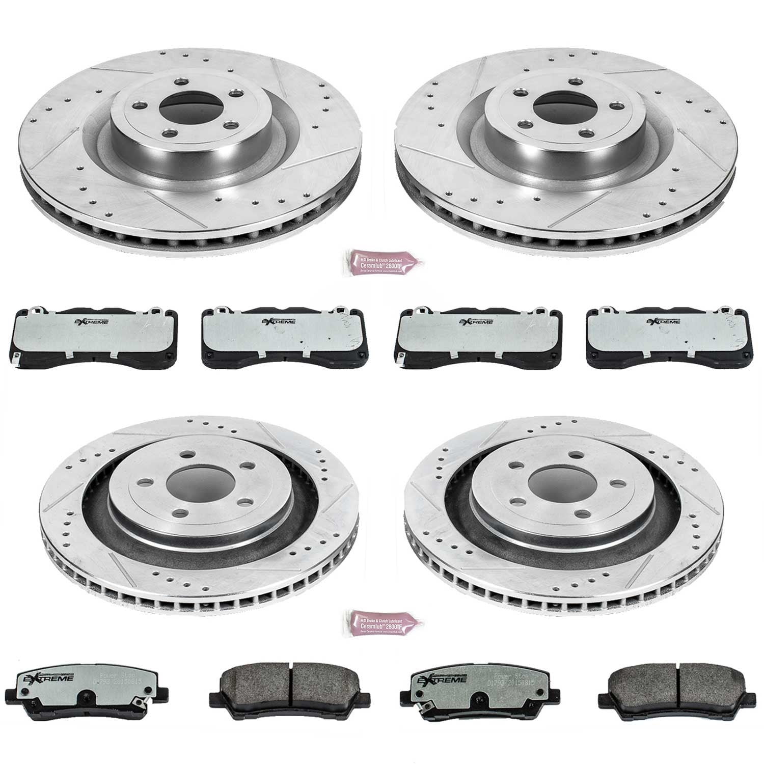 PowerStop Front and Rear Z26 Street Warrior Carbon-Fiber Ceramic Brake Pad and Drilled and Slotted Rotor Kit Fits: FORD Select Models K6810-26
