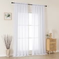 thumbnail image 2 of MKHILL White Sheer Curtains 96 Inch Long 2 Pack, 59x96 Extra Wide Voile Drapes for Large Window Living Room, Rod Pocket Window Panels, Each 59" W x 96" L, 2 of 8