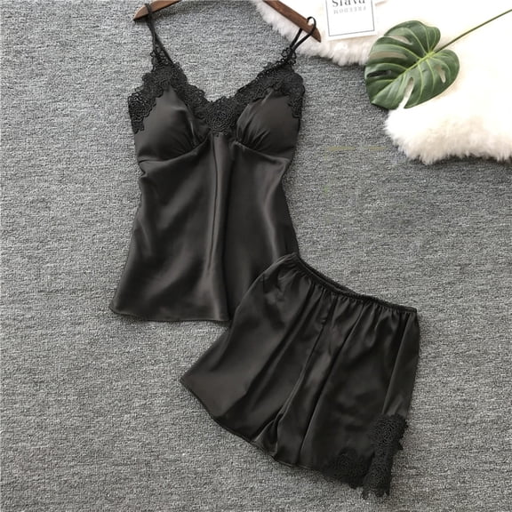 XINXIAOO Women Satin Pajamas Sleeveless Camisole Pj Shorts Sleepwear for Home Summer Womens Pajama Set