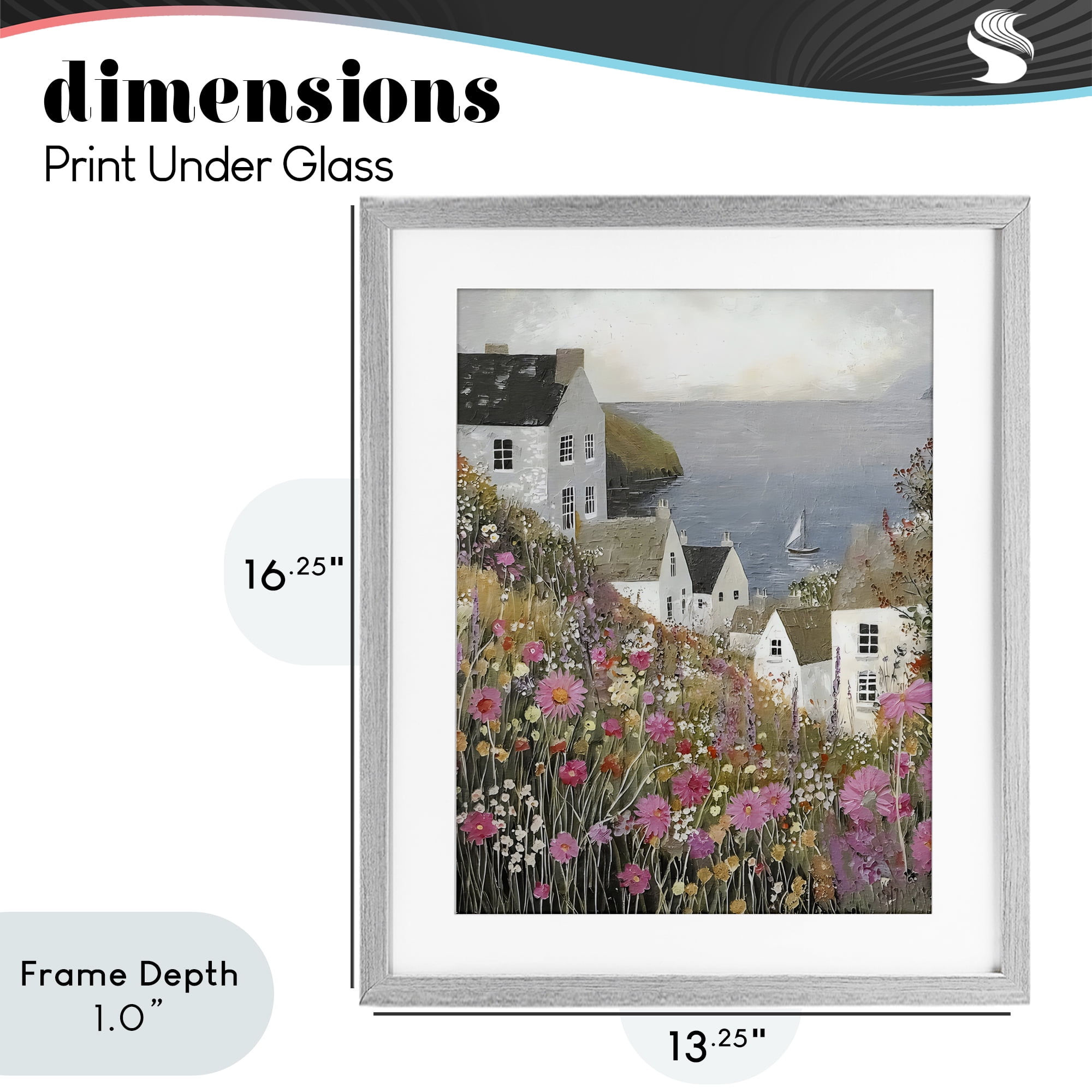 Stupell Industries Picturesque Village over Sea Gray Framed Print Under Glass, design by Riley B