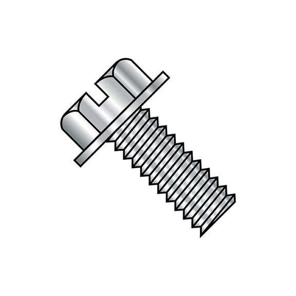 #10-24 x 1/2 in Slotted Hex Machine Screw, Plain Steel, 3000 PK 1008MSW188