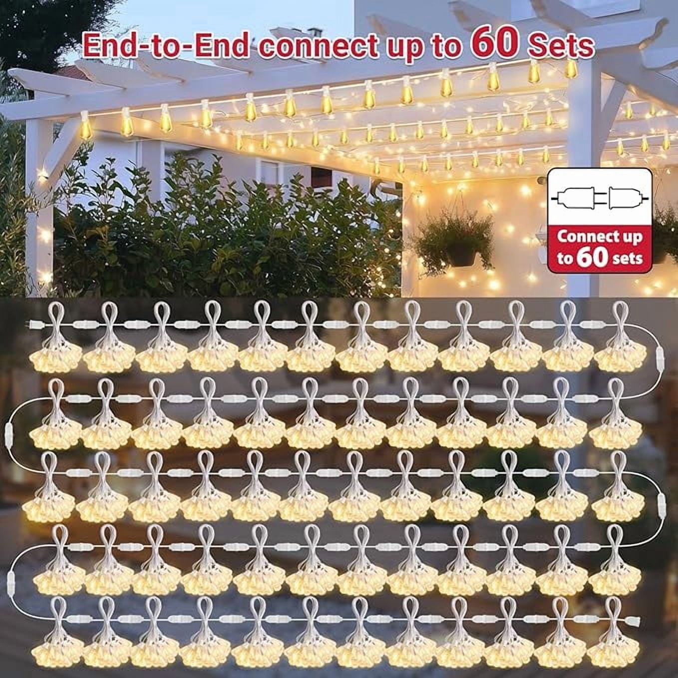2-Pack 26FT Waterproof Outdoor String Lights, Connectable Patio Lighting with 12+1 Shatterproof ST38 Edison LED Bulbs, Ideal for Yard, Garden, Porch & Party Decor