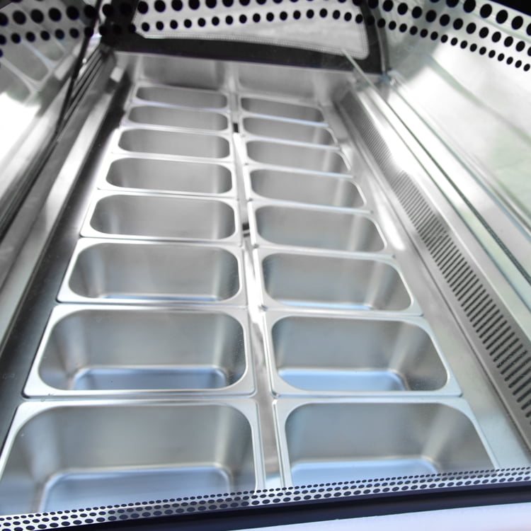 Kolice Commercial 16 Pans Gelato Showcase Display Freezer, Ice Cream Showcase, Ice cream Display Freezer-Auto Defrost, Anti-fog Glass, Cooling Air Convection