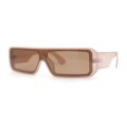 thumbnail image 2 of Square Futurist Shield Narrow Rectangle Flat Top Plastic Sunglasses Beige - Brown, 2 of 4