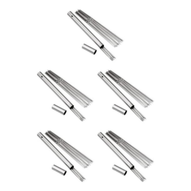Scienceny Brochetas de acero inoxidable fáciles de asar a la parrilla plateadas para kebabs cocidos, juego de parrilla para Kebab, palo + 10 Type2 NO2