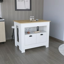 Dtwnek Kitchen Island with 2 Door Cabinet and Shelf